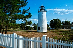 Newburyport Harbor Lighthouse Tower By Picket Fence